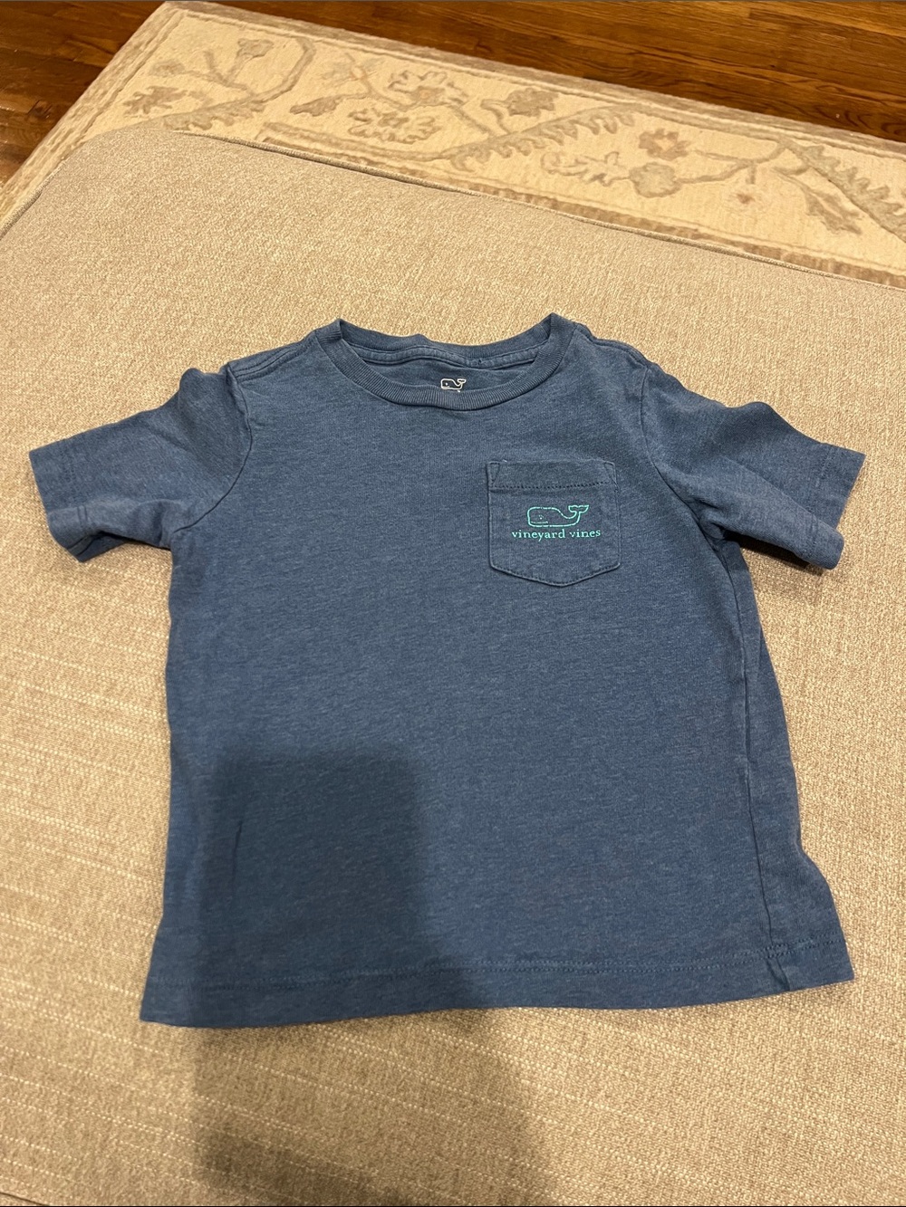 Vineyard Vines Boys' Short Sleeve Pocket Tee - Heather Navy with Teal Logo